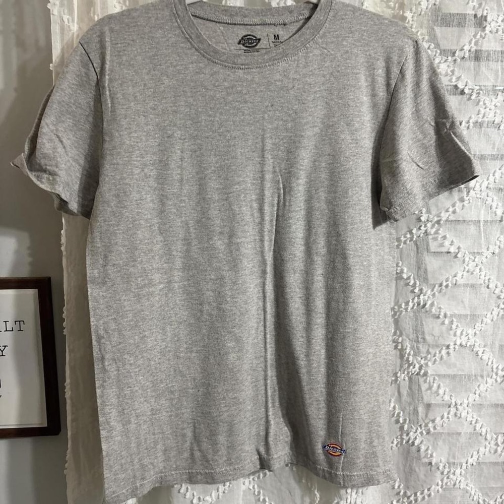Dickies Mens Short‎ Sleeve Crew Neck T-Shirt Heather Gray Logo Patch Size Medium